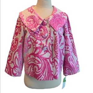 3 Sisters Paisley cropped jacket size small hot pink New with tags